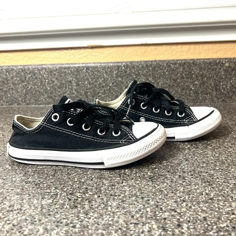 Converse All Star Little Kids Size 12 Low Top Black Canvas Sneaker Shoes Lace Up